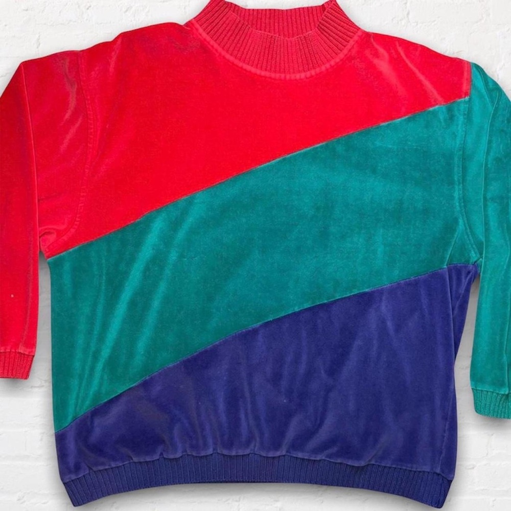 Vintage 90’s Colorblock Velour Sweatshirt